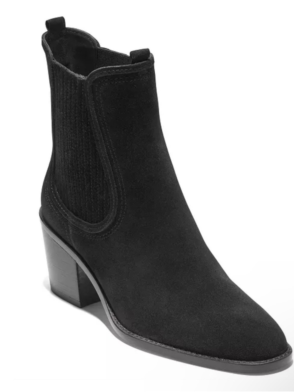 Cole Haan Janelle Black Suede Chelsea Ankle Boots Pull On Booties Sz 11 - NWT